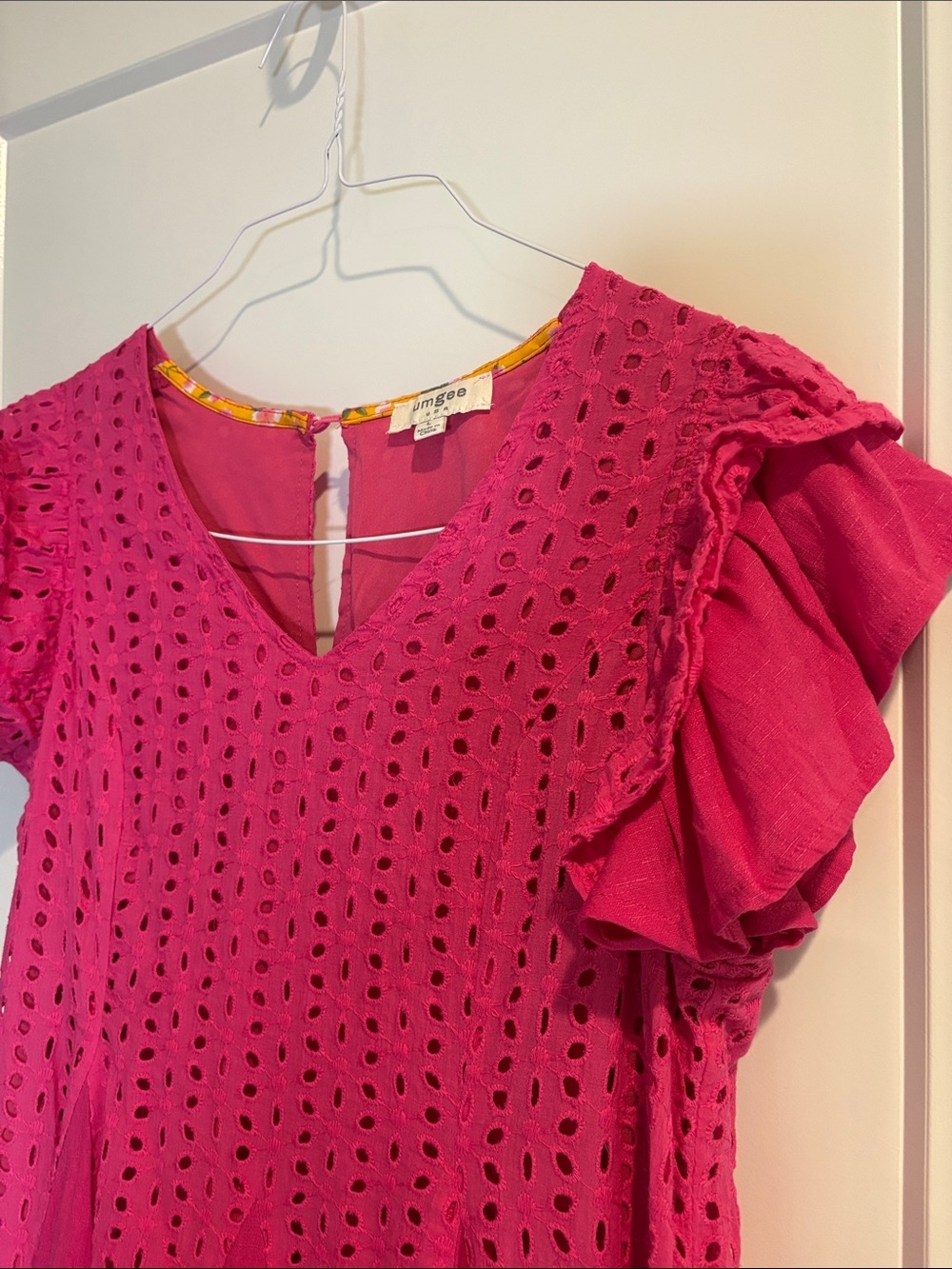 Umgee Women’s Short Sleeve Eyelet Dress with lining Large - Picture 3 of 7